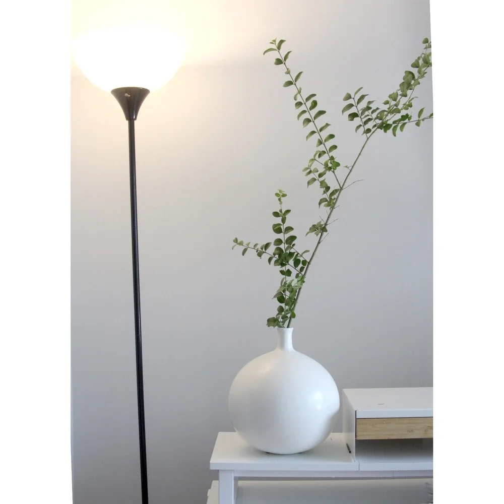 Large Textured Round Ceramic Vase‎ White 10.5